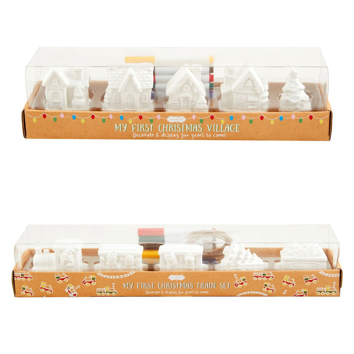 *Pre-Order* Mud Pie Christmas Color-Me Village & Train Sets