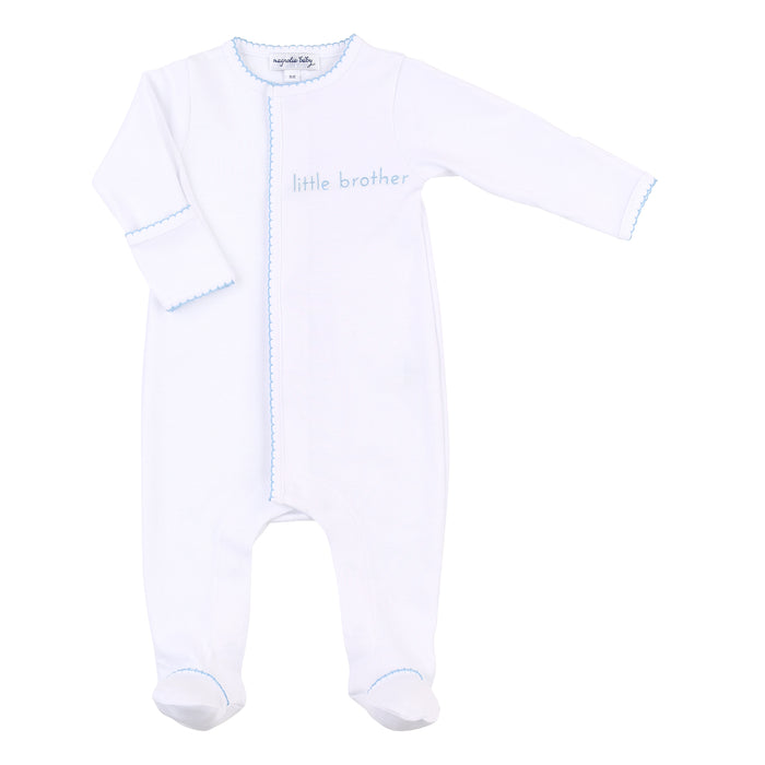 Magnolia Baby Big and Little Embroidered Footie - Blue