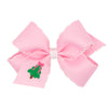 Wee Ones Grosgrain Bow w/ Moonstitch Edge - Pink w/ Christmas Tree