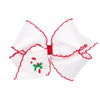 Wee Ones Grosgrain Bow w/ Moonstitch Edge - White w/ Candy Cane