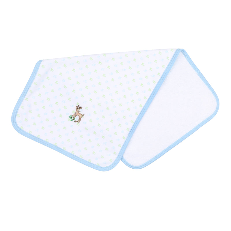 Magnolia Baby Baby Buck Blue Embroidered Burp Cloth
