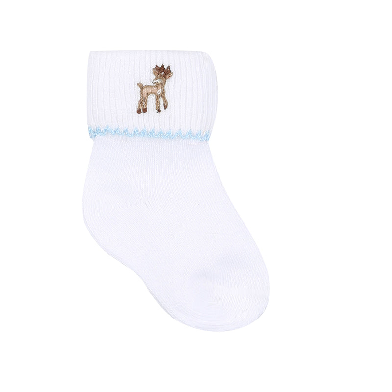 Magnolia Baby Baby Buck Blue Embroidered Socks