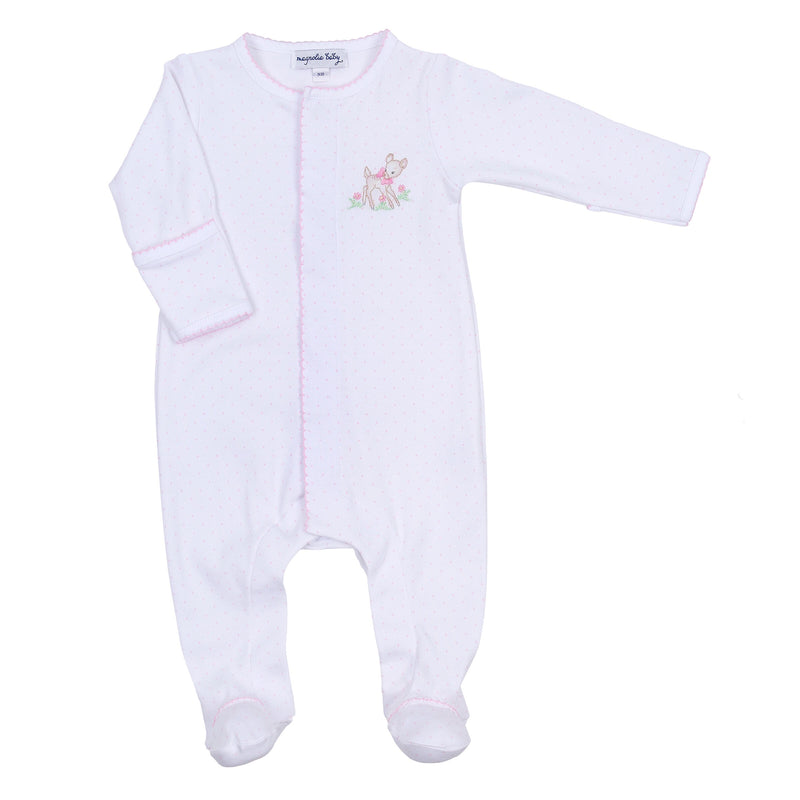 Magnolia Baby Vintage Fawn Embroidered Footie - Pink