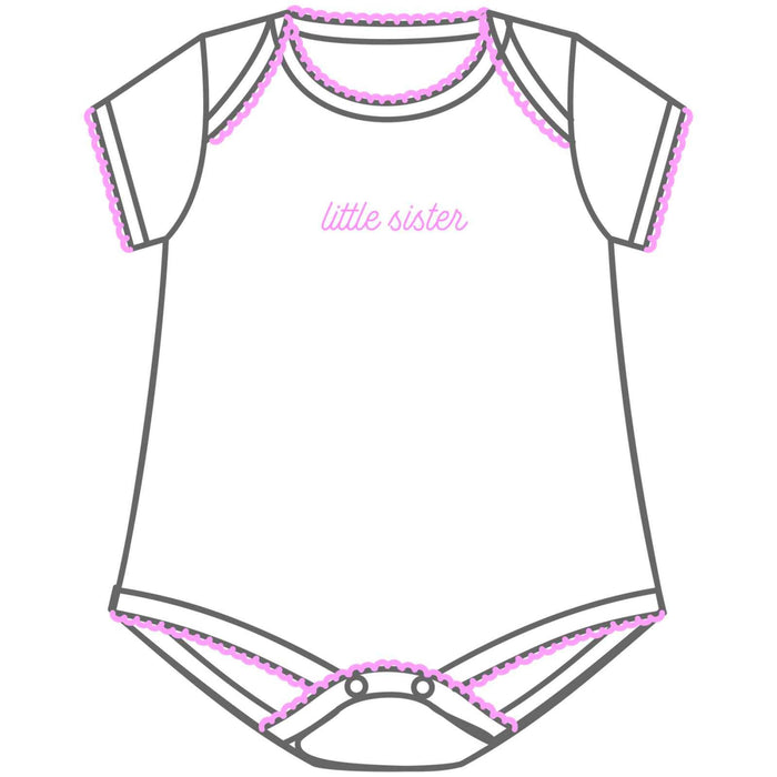 Magnolia Baby Big and Little Embroidered Bodysuit - Pink