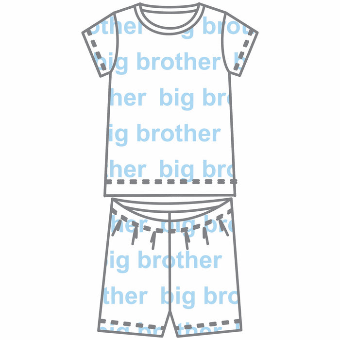 Magnolia Baby Big and Little Printed Short Pajamas - Blue/Big Brother