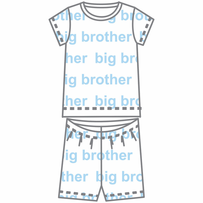 *Pre-Sale* Magnolia Baby Big and Little Printed Short Pajamas - Blue/Big Brother