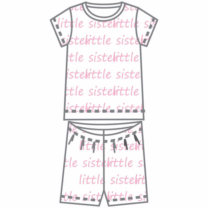 *Pre-Sale* Magnolia Baby Big and Little Printed Pajamas - Pink/Little Sister