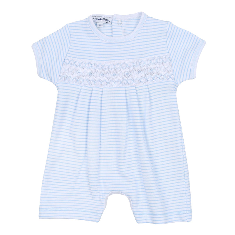 *Pre-Sale* Magnolia Baby Katie and Kyle Smocked Short Playsuit - Blue
