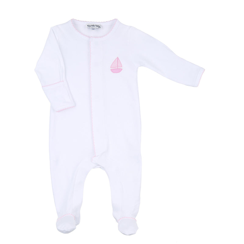 *Pre-Sale* Magnolia Baby Sweet Sailing Embroidered Footie - Pink