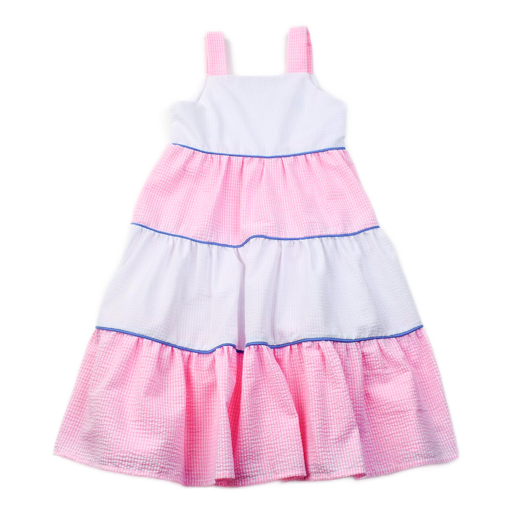 Funtasia Too Seersucker Dress - White/Pink/Blue