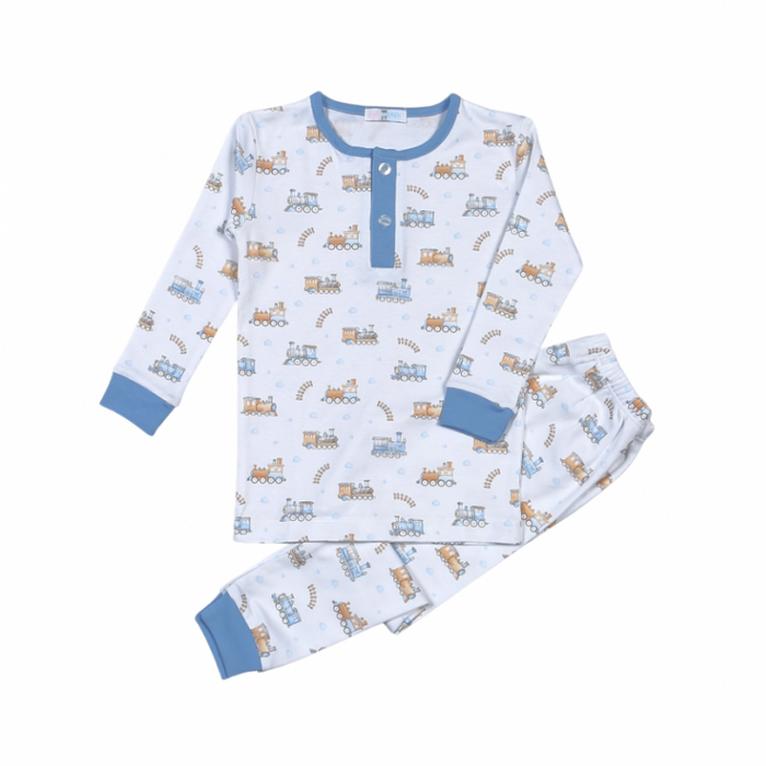 *Pre-Order* Baby Loren Choo Choo Train Pajama Set - Blue