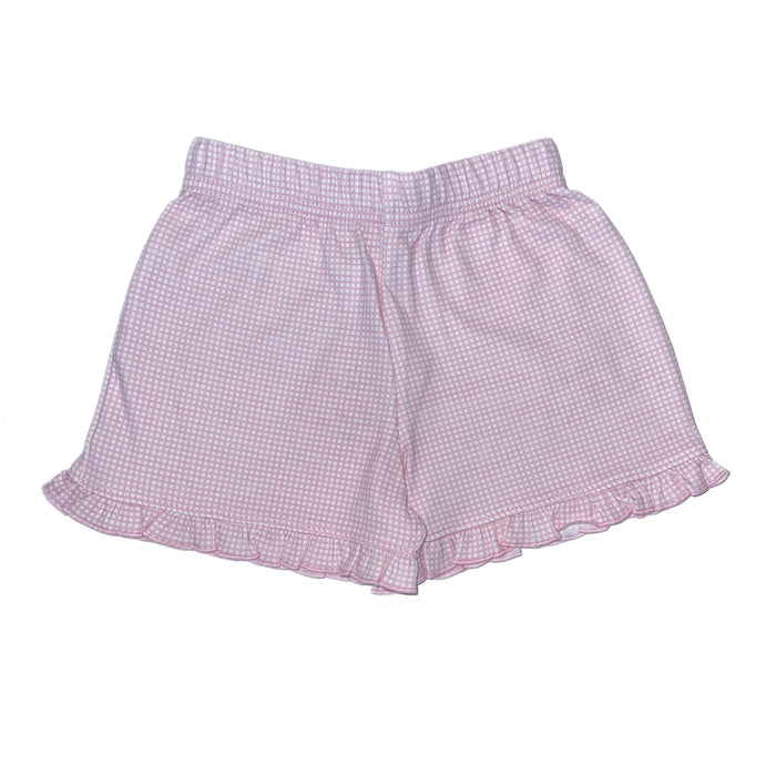 Luigi Kids Girls Knit Ruffle Shorts - Pink Gingham