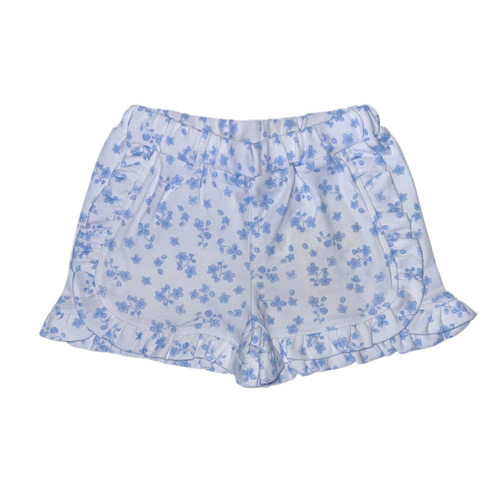 Luigi Kids Girls Floral Knit Shorts - Blue