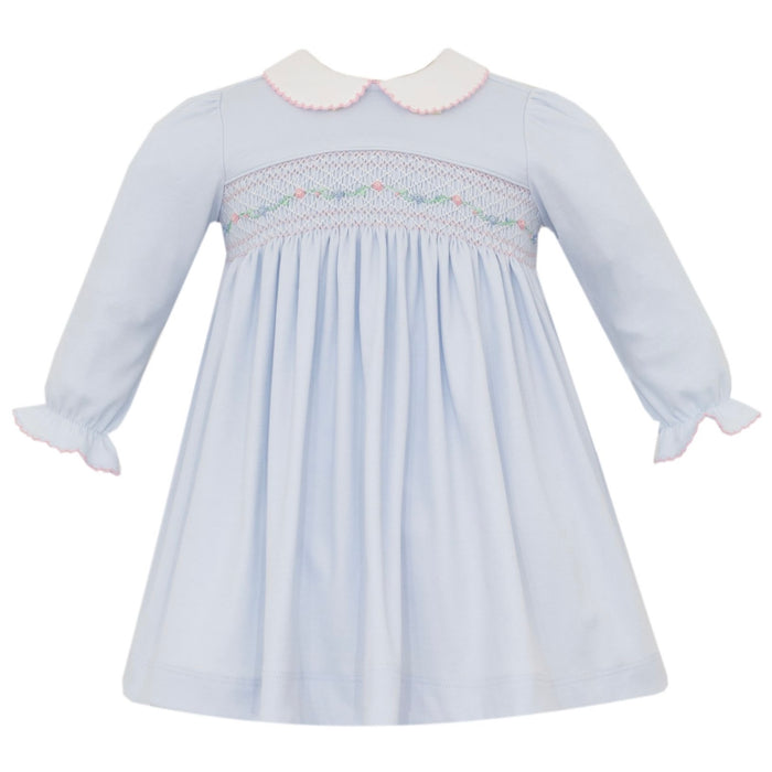*Pre-Order* Petit Bebe Smocked Dress - Blue/Pink