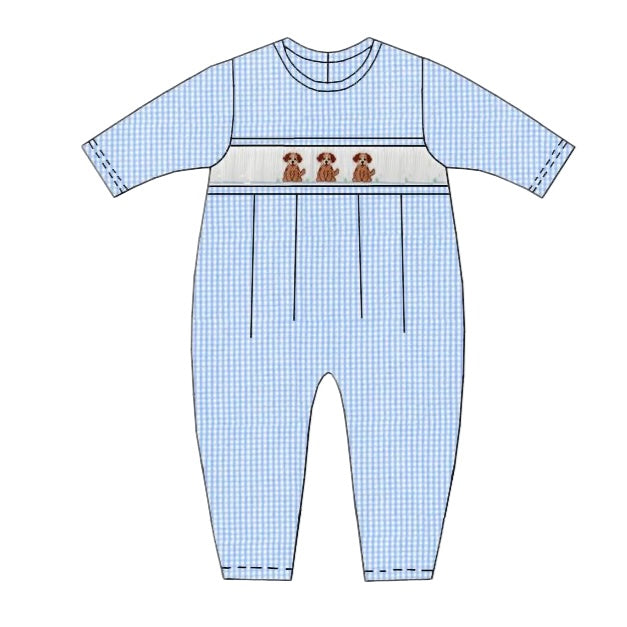 *Pre-Order* Petit Bebe Puppies Romper - Blue