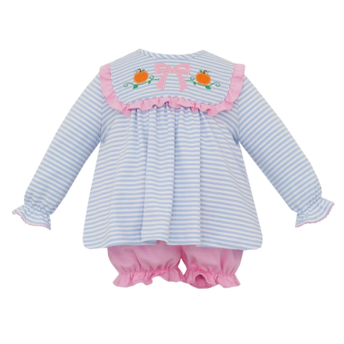 *Pre-Order* Claire & Charlie Bow & Pumpkins Bloomer Set - Blue/Pink
