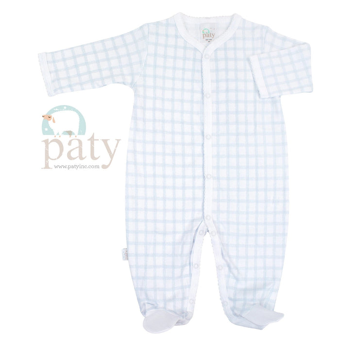 Paty, Inc. Pima Gingham Footie - Blue