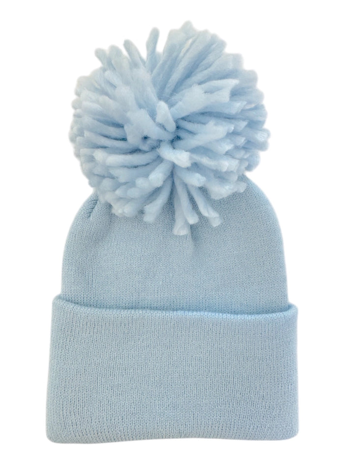 SpearmintLOVE Baby’s First Hat - Baby Blue Pom