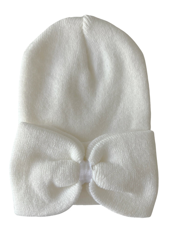 SpearmintLOVE Baby’s First Hat - Warm White Bow