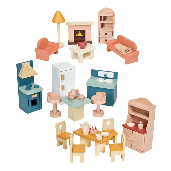 Mentari Toys Dolls House Downstairs Furniture Bundle