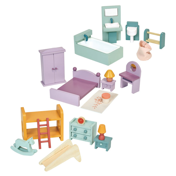 Mentari Toys Dolls House Upstairs Furniture Bundle