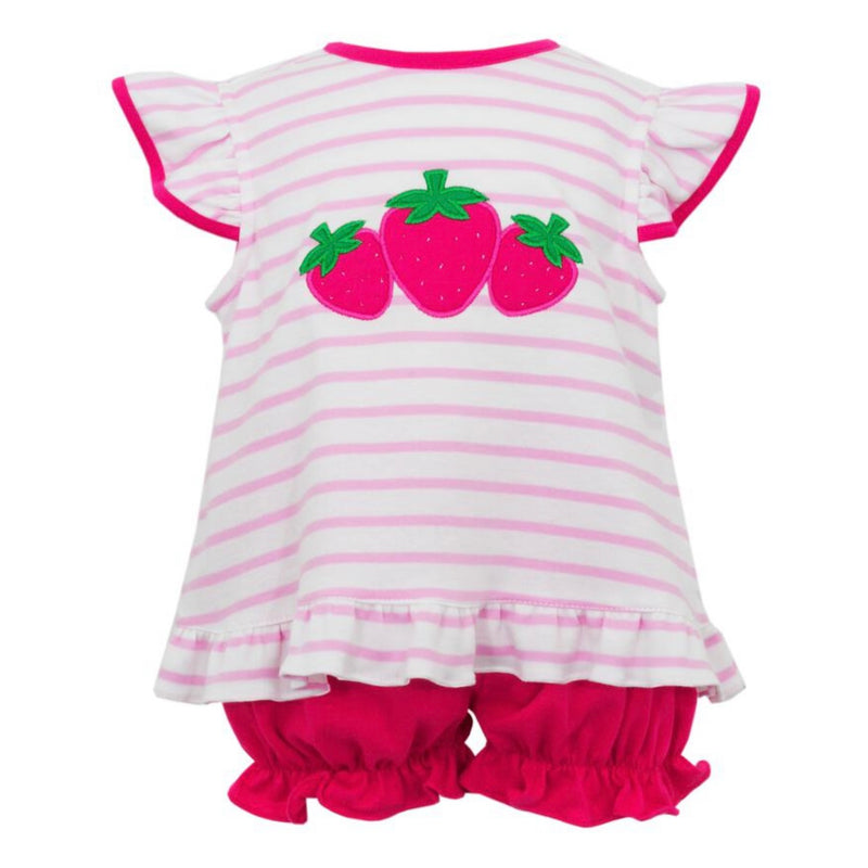 Claire & Charlie Strawberry Bloomer Set - Pink