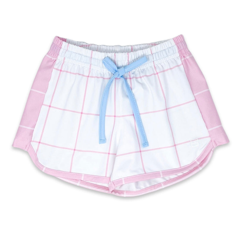Set Athleisure Girls Shorts - White/Pink Windowpane