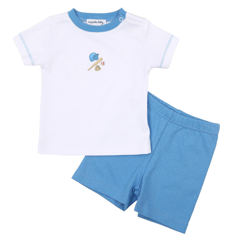 Magnolia Baby Field of Dreams Embroidered Short Set - Blue