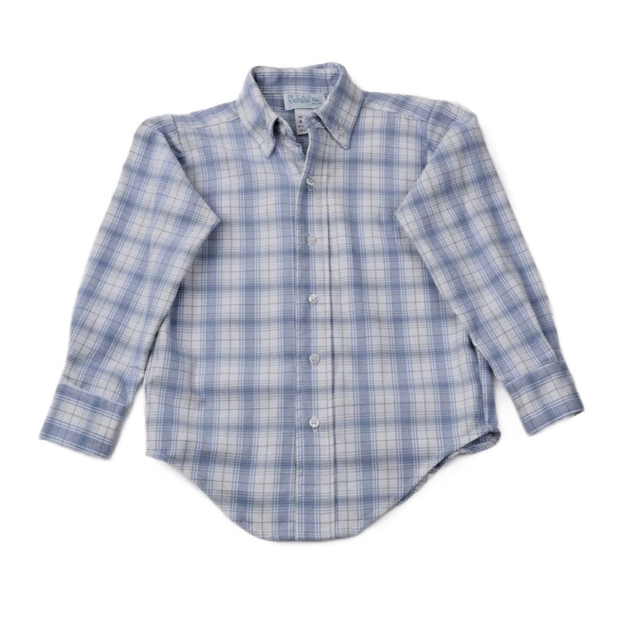 Funtasia Too Boys Button Down Shirt - Blue/Tan Plaid