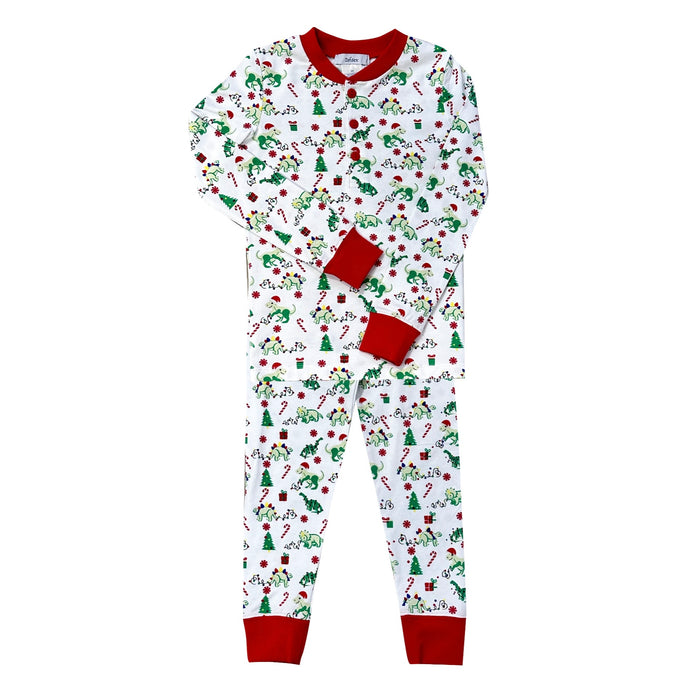 *Pre-Order* Ishtex Christmas Dinosaurs Pajama Set - Red/Green