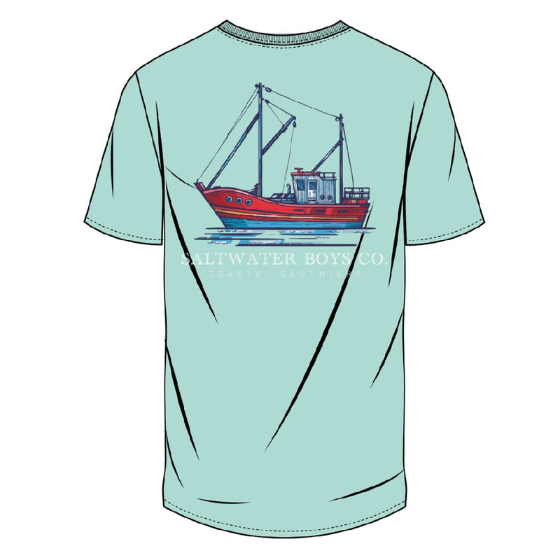 Saltwater Boys Company Shrimp Boat T-Shirt - Aqua