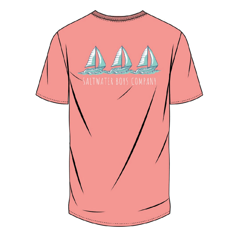 Saltwater Boys Company Sailboat T-Shirt - Coral