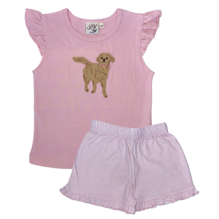 Luigi Kids Golden Retriever Short Set - Pink