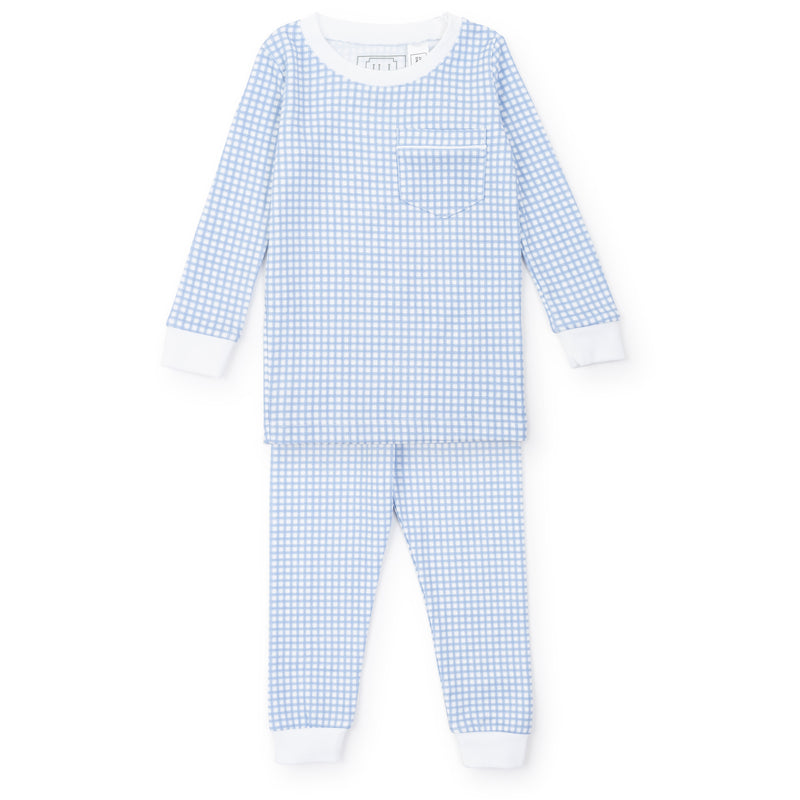 Lila + Hayes Light Blue Box Plaid Pajama Set