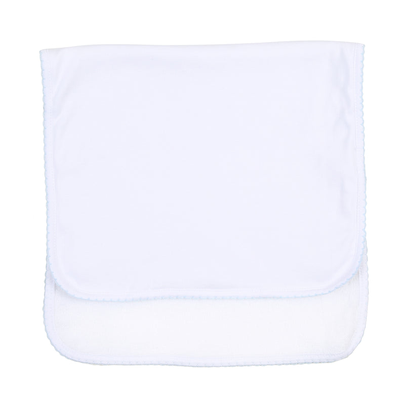 Magnolia Baby Essentials Burp Cloth - White w/ Blue Trim