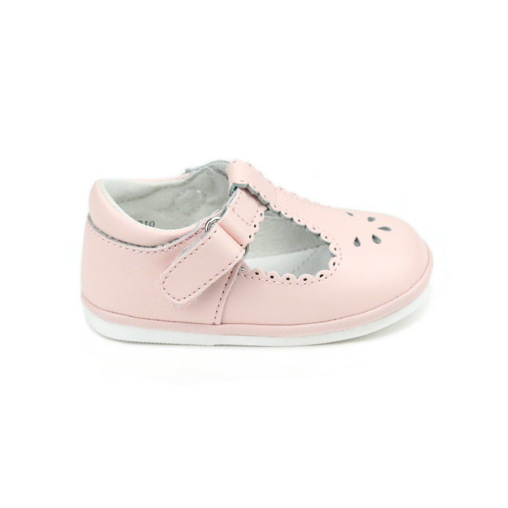 L’Amour Dottie Scalloped T-Strap Mary Jane - Pink