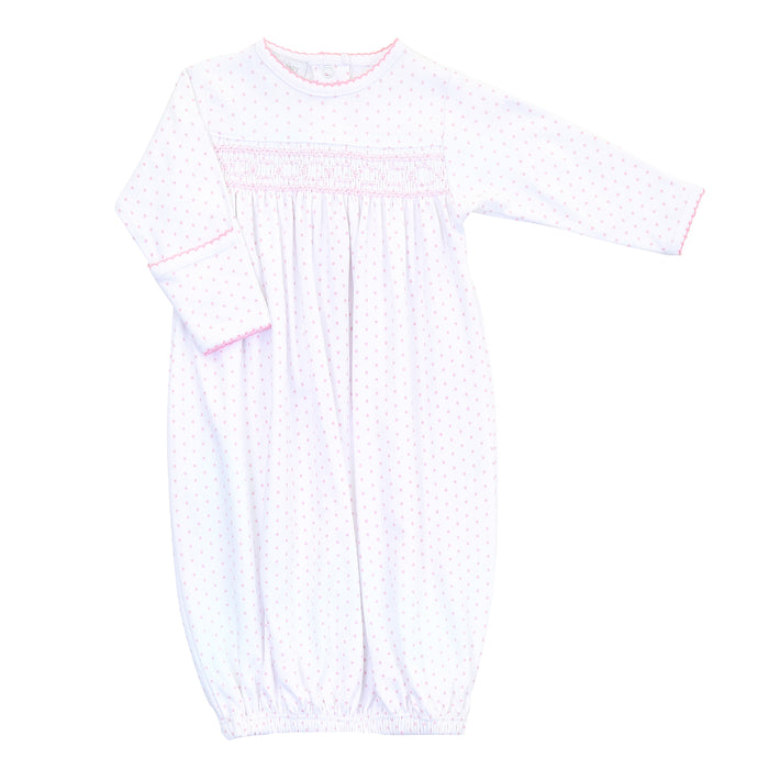 Magnolia Baby Mini Dot Essentials Smocked Gown - Pink