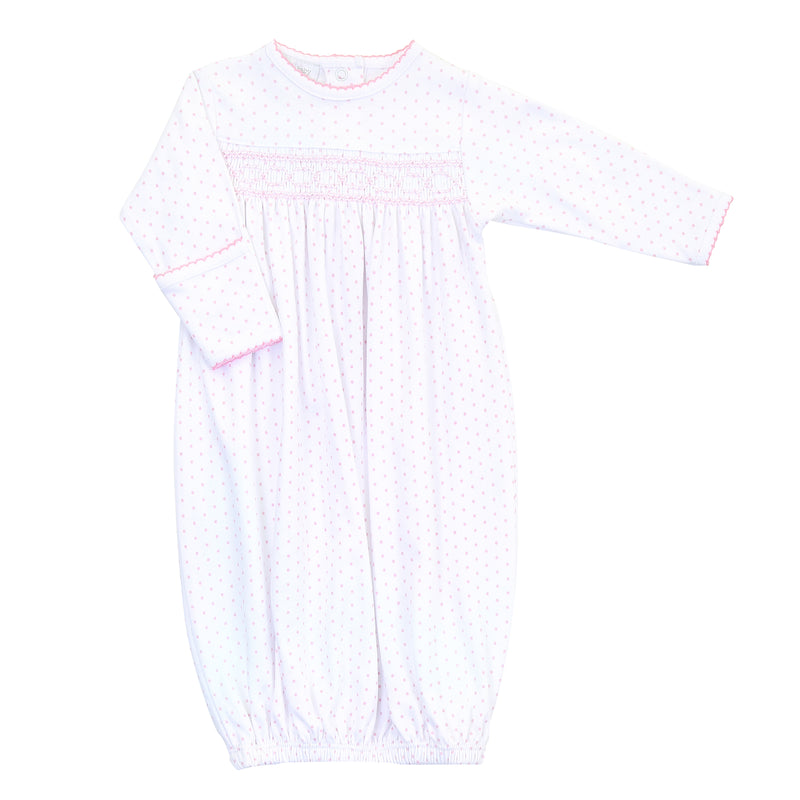 Magnolia Baby Mini Dot Essentials Smocked Gown - Pink