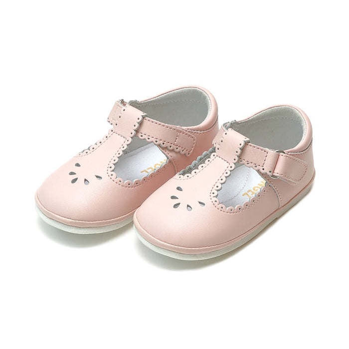 L’Amour Dottie Scalloped T-Strap Mary Jane - Pink