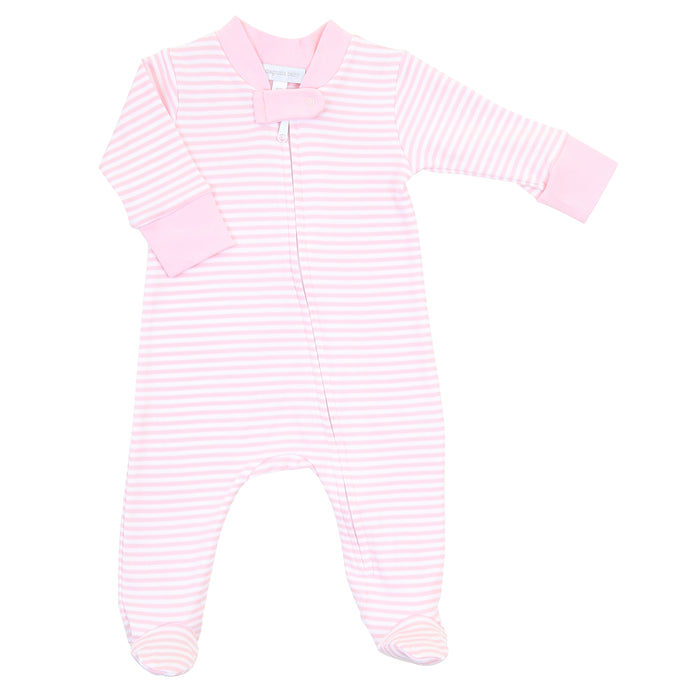 Magnolia Baby Essentials Stripes Zipped Footie - Pink
