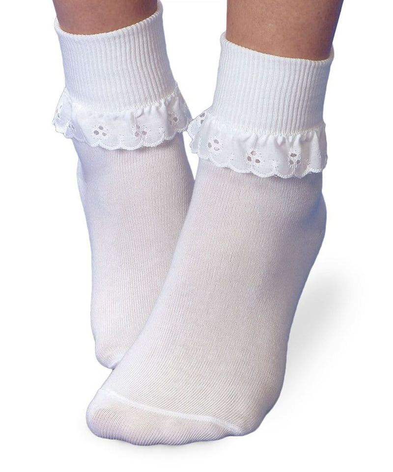 Jefferies Socks Eyelet Lace Turn Cuff Socks 1 Pair - White