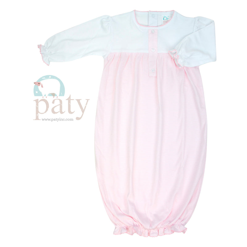 Paty, Inc. Sweet Stripes Girls Pima Gown - Pink