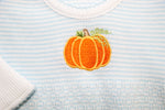 Knit Gown with Pumpkin Embroidery - Blue