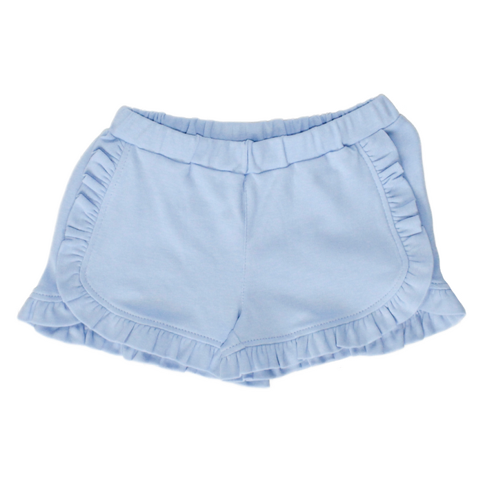 Luigi Kids Girls Knit Ruffle Shorts - Sky Blue