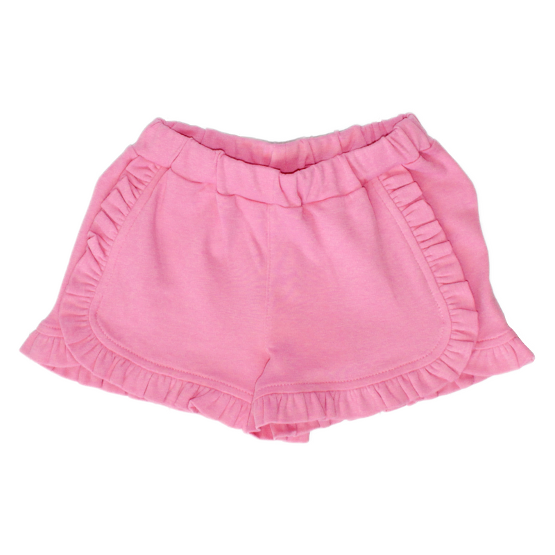 Girls Knit Ruffle Shorts - Pink