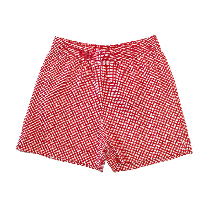 Boys Knit Shorts - Red Gingham