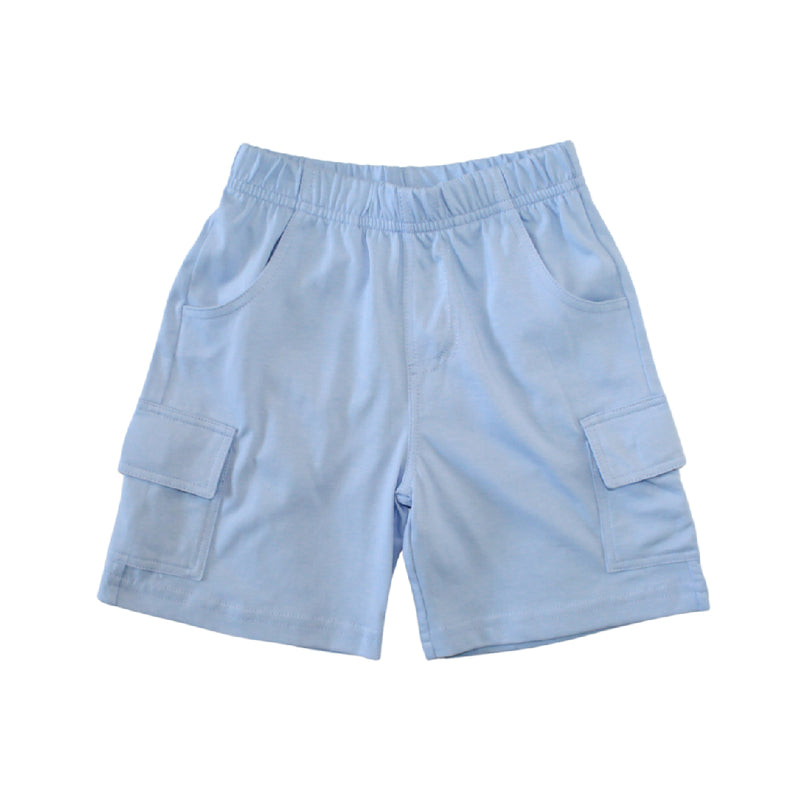 Boys Knit Cargo Shorts - Sky Blue