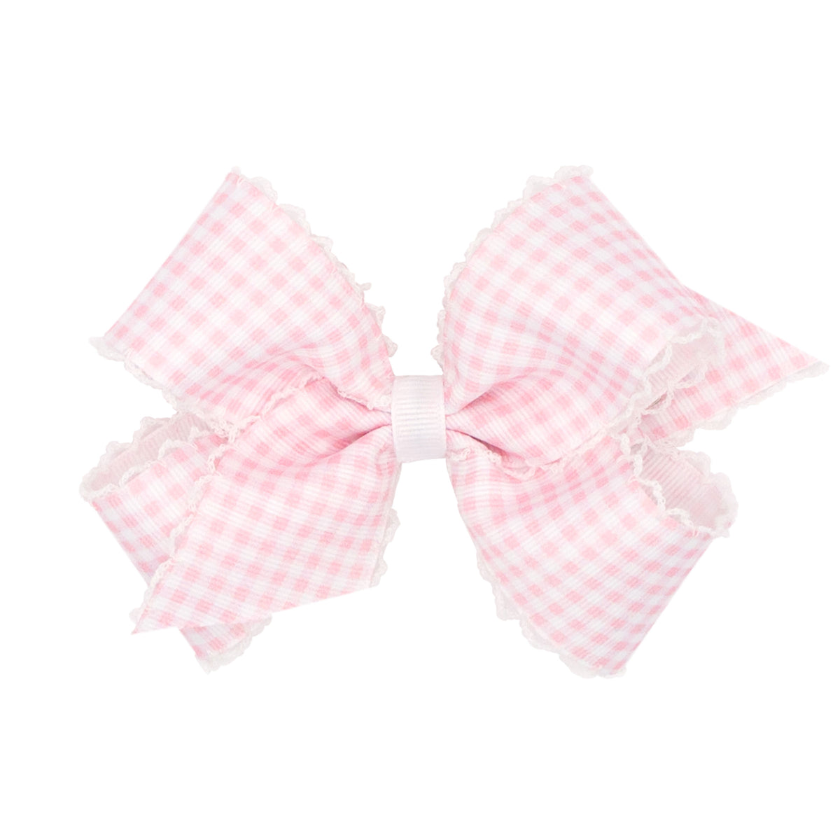 Wee Ones Grosgrain Bow w/ Moonstitch Edge - Pink Gingham