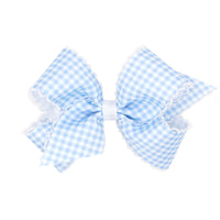 Wee Ones Grosgrain Bow w/ Moonstitch Edge - Blue Gingham