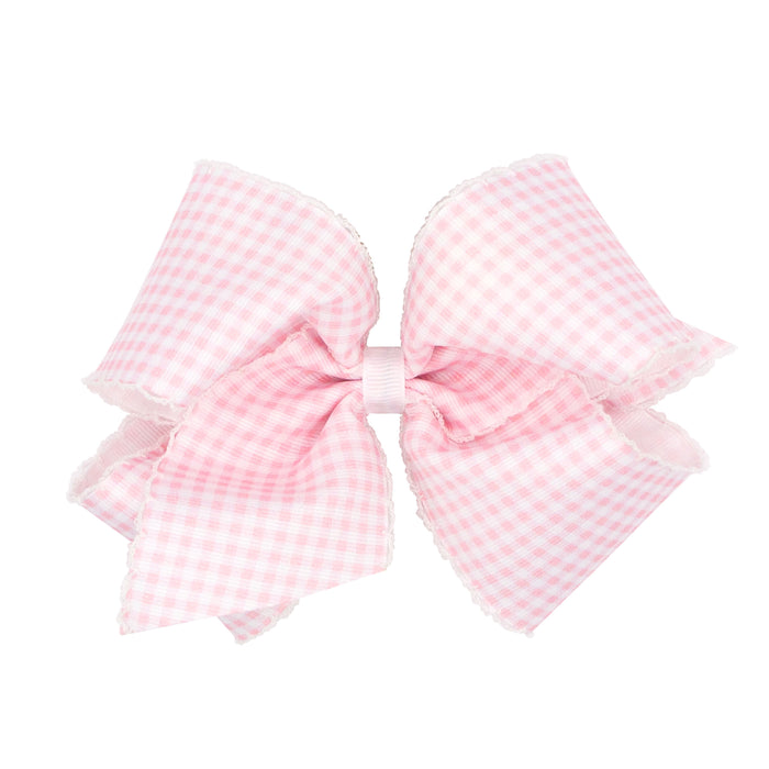 Wee Ones Grosgrain Bow w/ Moonstitch Edge - Pink Gingham